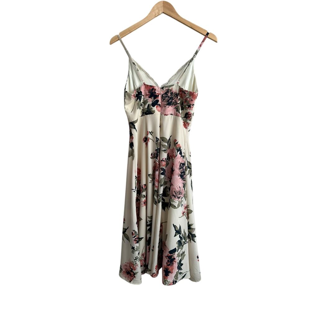 Lulus Emilee Cream Floral Print Spaghetti Strap Midi Dress Size XS - Picture 8 of 11
